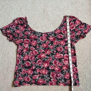 Floral Women's Top - Pink and Black